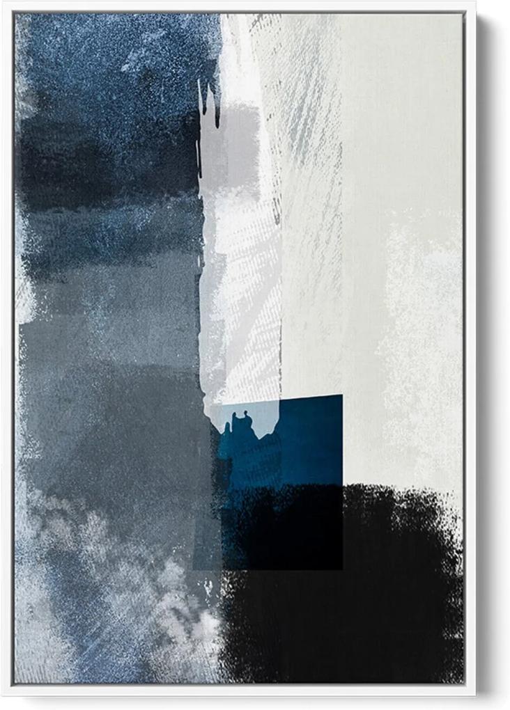 Quadro 60x40cm Abstrato Textura Geruzak Moldura Flutuante Filete Branca Oppen House