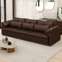Sofá Retrátil 3 Lugares Para Sala 257cm Dijon Couro Caramelo S07 - Mpo