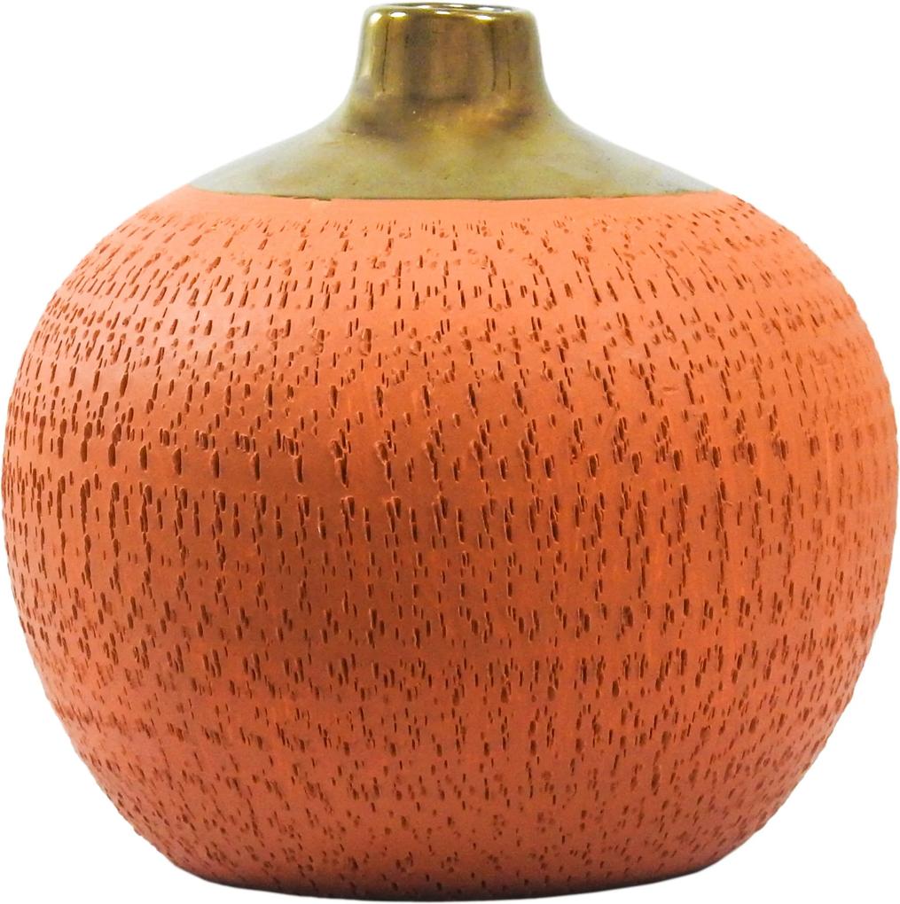 Vaso Decorativo em Cerâmica Laranja - 18x18cm