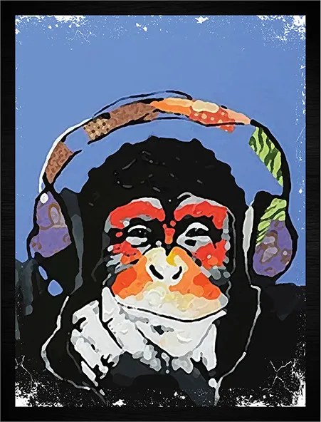 Quadro Monkey Music Roxo