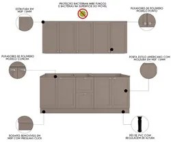 Armário de Cozinha Modulado 4 Peças Sem Tampo CJ5 Duna P09 Fumê - Mpoz