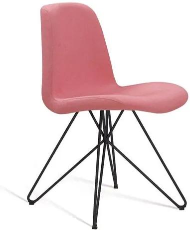 Cadeira Estofada Eames com Pés de Aço Preto - Coral