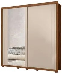Guarda Roupa Casal com Espelho 221cm Portas Flex Milena A02 Avelã/Fend