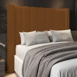 Cabeceira Casal King Cama Box 195cm Claire Z04 Veludo Terracota - Mpoz