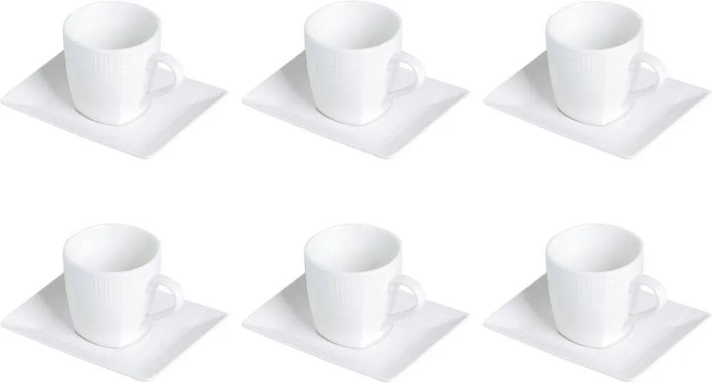 Jogo De 12 Pçs Xícaras Para Café Com pires De Porcelana Super White Square 90Ml Lyor