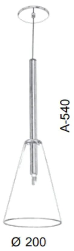 Pendente Cone Vidro Ø20X54Cm Metal E Vidro 01Xg9 |Old Artisan Pd-5471 (ONIX, CLEAR (TRANSPARENTE))