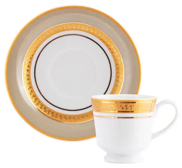 Xícara Café Com Pires 60Ml Porcelana Schmidt - Dec. Topazio Imperial 2442