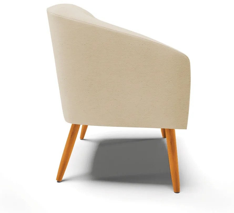 Poltrona Decorativa Pé Palito Castanho Stella Linho D03 - D'Rossi - A27 Areia