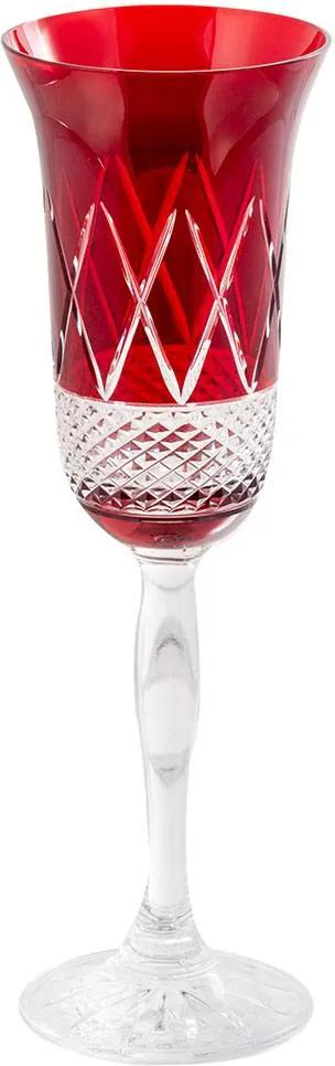Taça de Cristal para Champanhe 150ml Vermelha Lodz