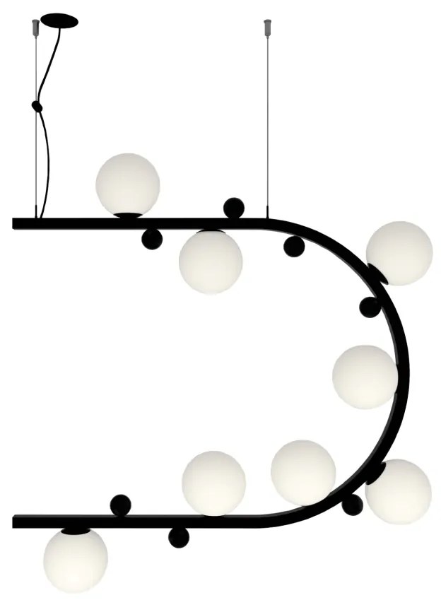 Pendente Aliança Arco Horizontal 24X82X82Cm 08Xg9 Globo 10Cm - Usina 9... (BT / CB-P - Branco Texturizado / Cobre Brilho Polido, Branco (Fosco))