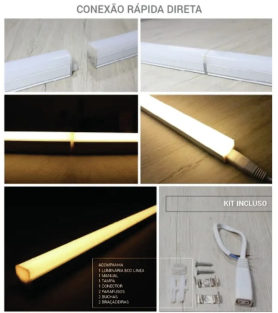 Luminária Linea Slim T5 16W Led 4000K Bivolt 117,3X3,5X2,2Cm | Opus Ec...