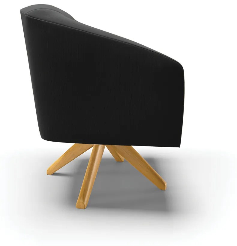 Poltrona Decorativa Giratória MA30 Stella Suede D03 - D'Rossi - Preto