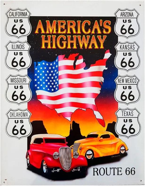 Placa De Metal America's Highway Route 66