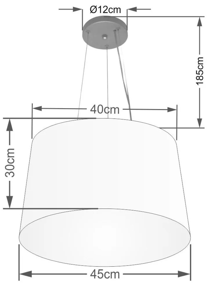 Lustre Pendente Cone Vivare Md-4153 Cúpula em Tecido 30/45x40cm - Bivolt