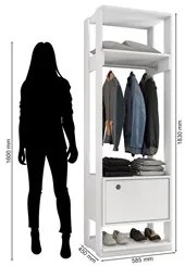 Módulo Guarda Roupa Closet Com 1 Porta Titan Branco Velluto - Móveis L