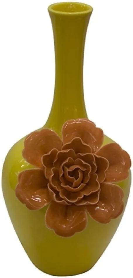 vaso FLOWER cerâmica amarelo 14cm Ilunato HN0036
