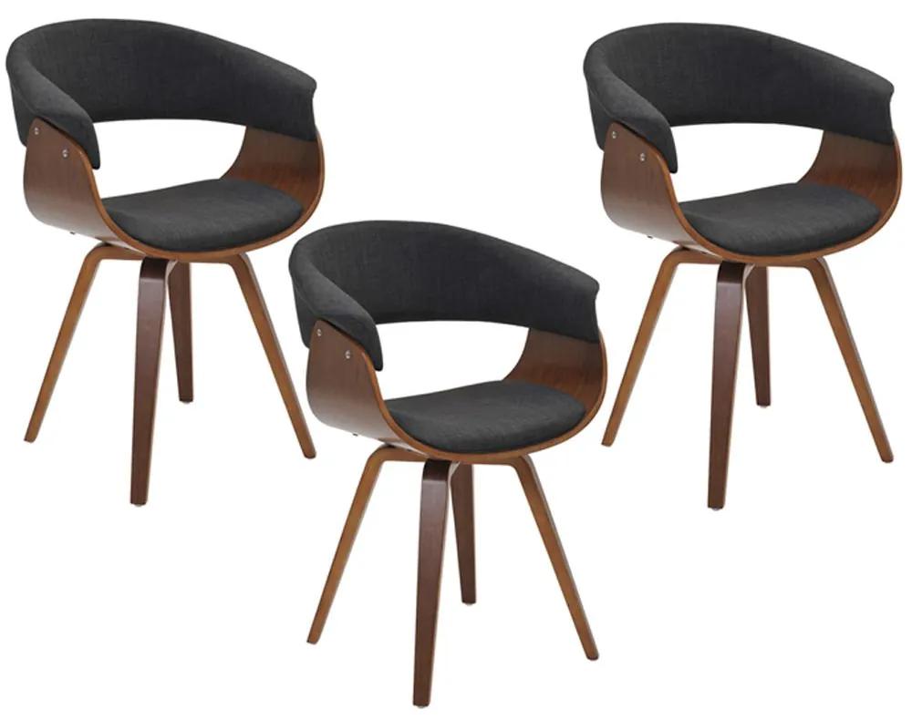 Kit 03 Cadeiras Decorativas para Escritório Recepção Ohana Fixa Linho Grafite G56 - Gran Belo
