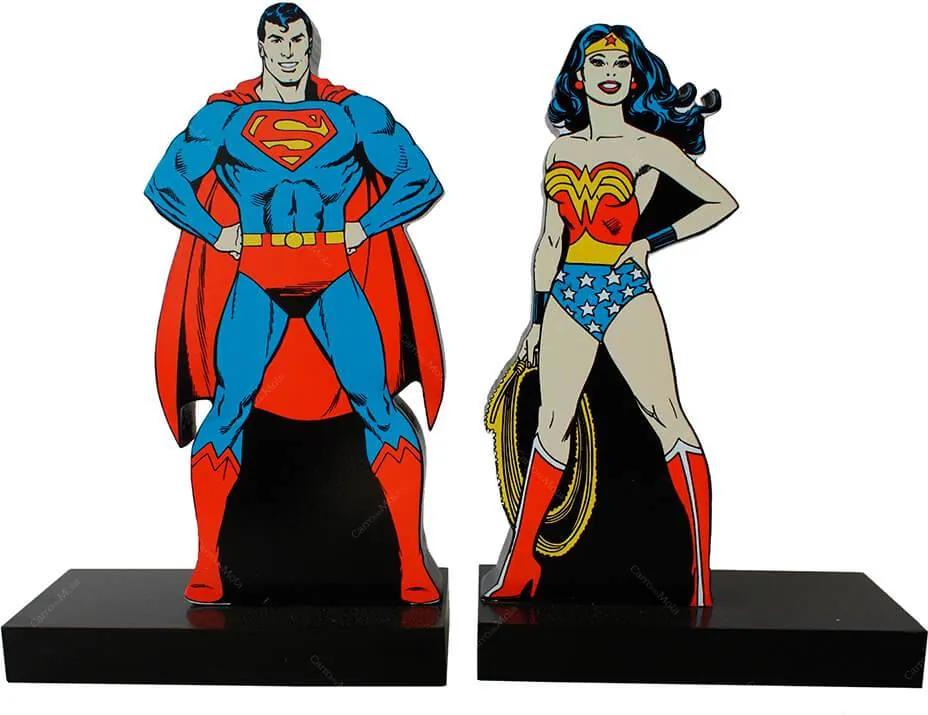 Aparador de Livros DC Comics Superman And Wonder Woman em Madeira