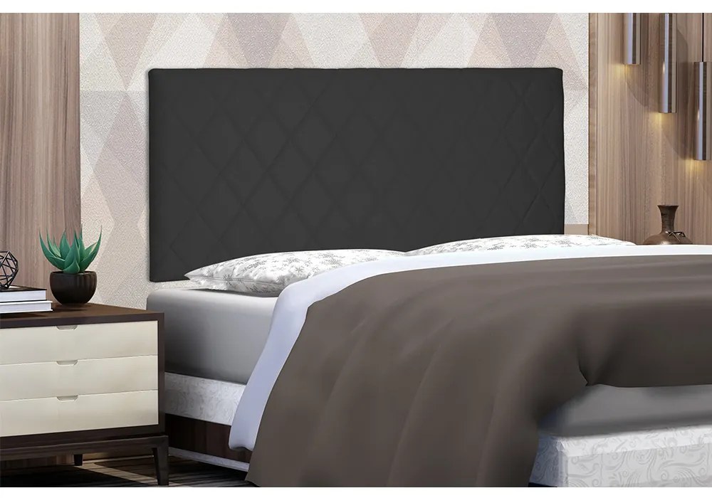 Cabeceira Painel Dubai Para Cama Box King 195 cm Suede Preto - D'Rossi