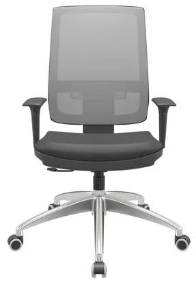 Cadeira Office Brizza Tela Cinza Assento Vinil Preto RelaxPlax Base Aluminio 120cm - 63835 Sun House