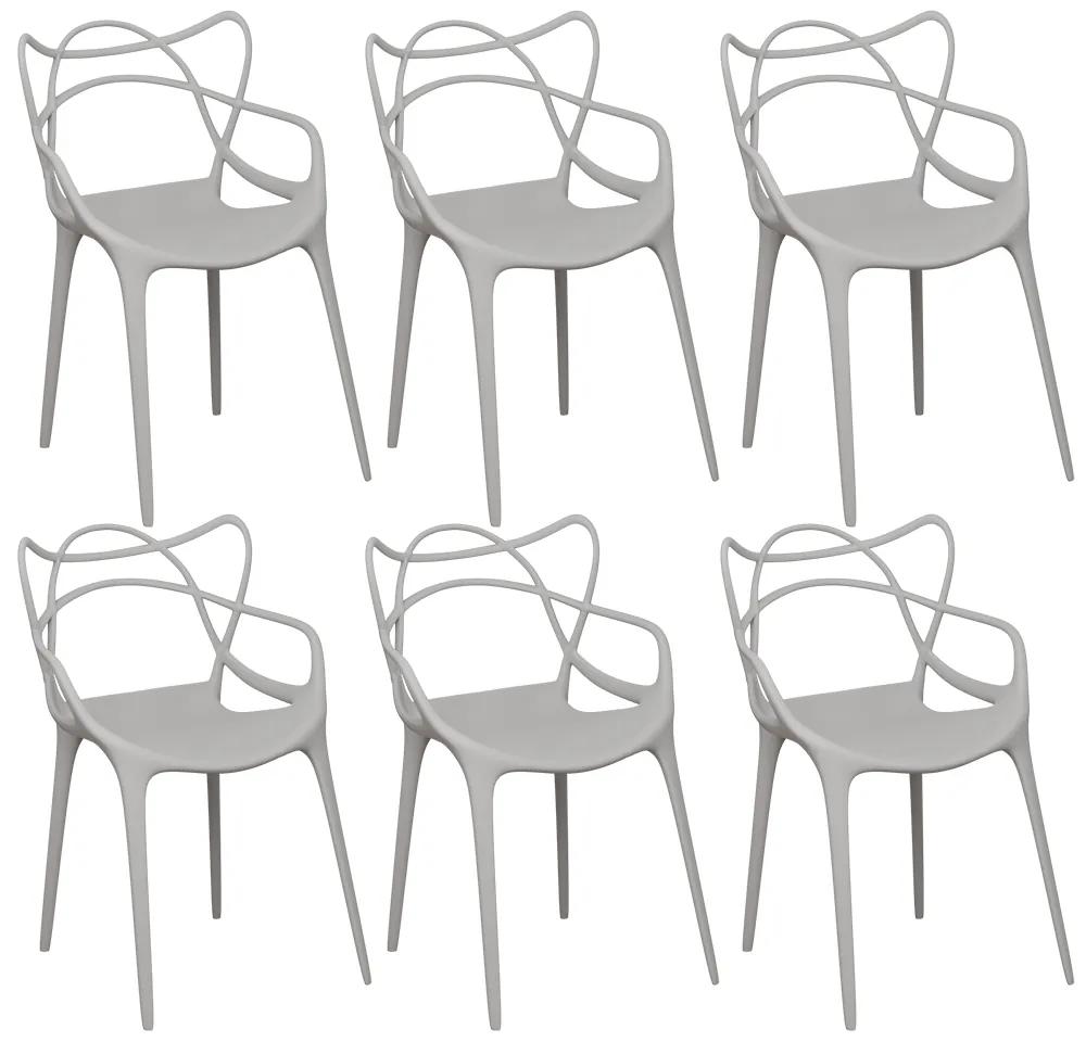 Kit 06 Cadeiras Decorativas Amsterdam Branco - ADJ DECOR