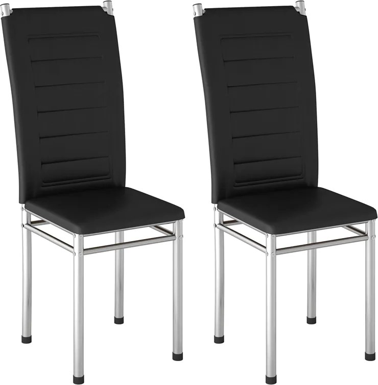 Conjunto 2 Cadeiras Tokio Cromadas Preta