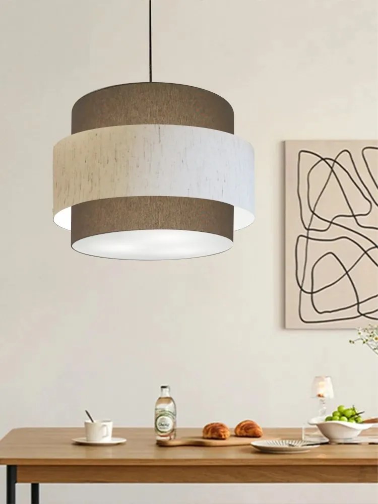 Lustre Sala de Jantar Com Desvio Vivare Md-4398 Cúpula em Tecido 45cm