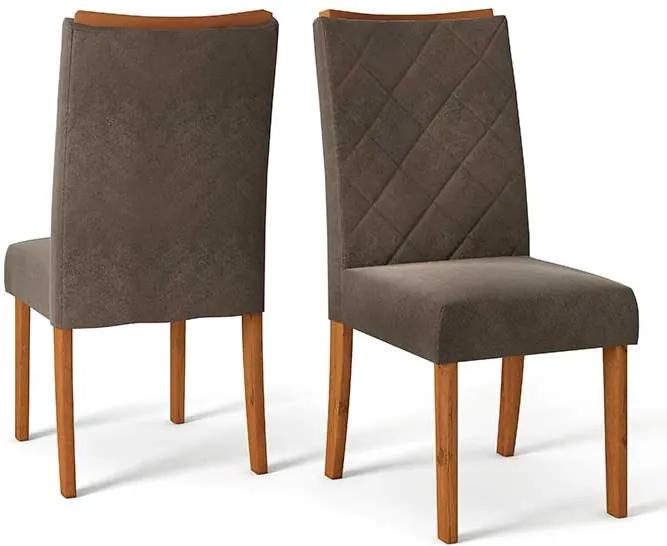 Conjunto 2 Cadeiras Sara Rústico Terrara Tecido Pena Marrom