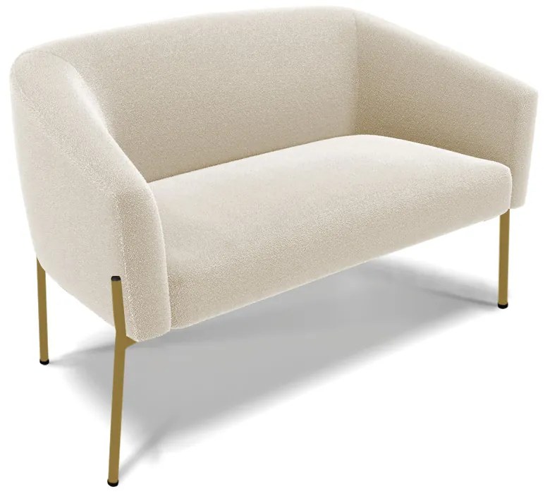 Sofá 2 Lugares Namoradeira Pé de Ferro Dourado Stella Bouclê D03 - D'Rossi - Bege