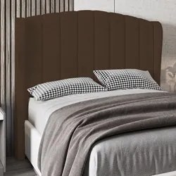 Cabeceira Casal King Cama Box 195cm Glenda I02 Bouclê Marrom - Mpozena