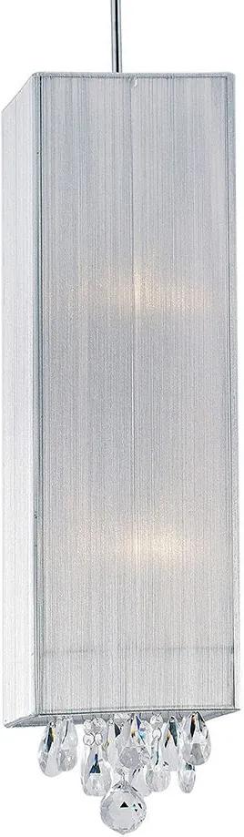 Pendente Filka III 50cm de Metal Tecido e Cristal Moderno