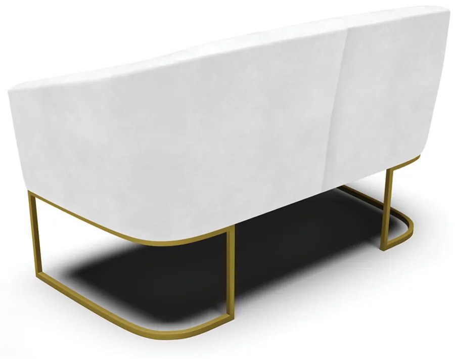 Sofá 2 Lugares Namoradeira Industrial Dourado Stella Sintético PU D03 - D'Rossi - Branco