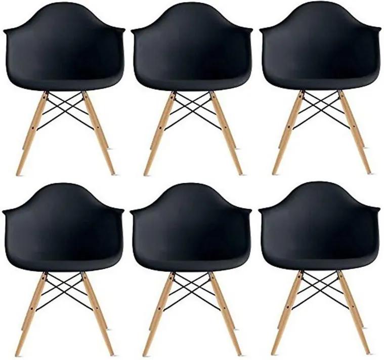Conjunto 6 Cadeiras Eiffel Eames DAW Preta