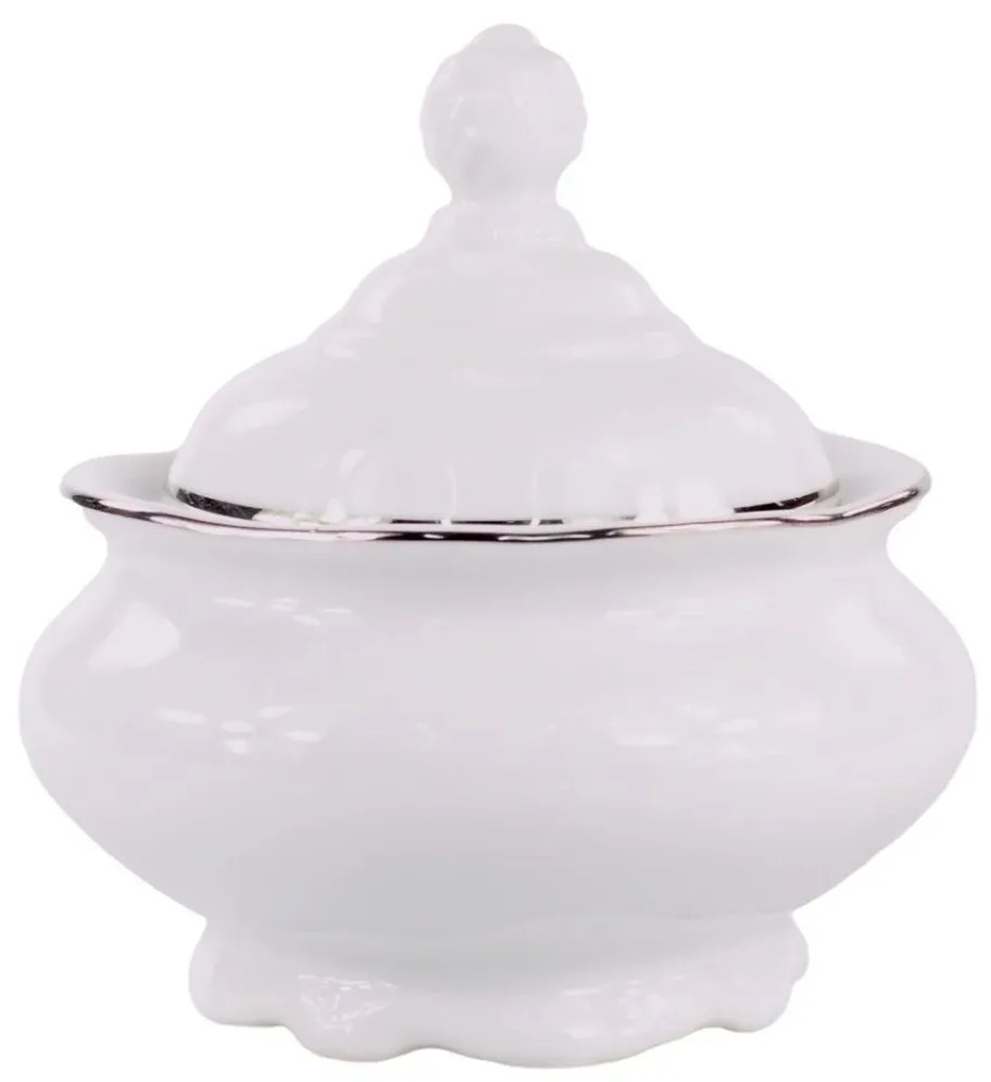 Açucareiro Porcelana Schmidt - Dec. Filetado Prata Pomerode 0012