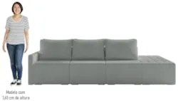 Sofá Ilha Modular com Puff para Sala Living 312cm Georgia Z08 Boucle C