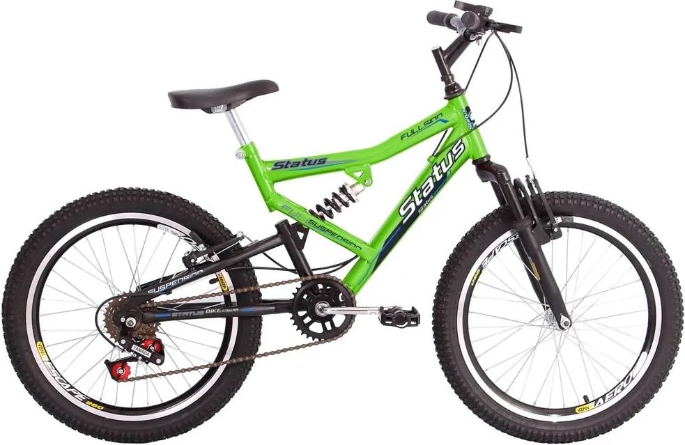 Bicicleta Infantil Status Bike Aro 20 Dupla Susp. 6v - Verde