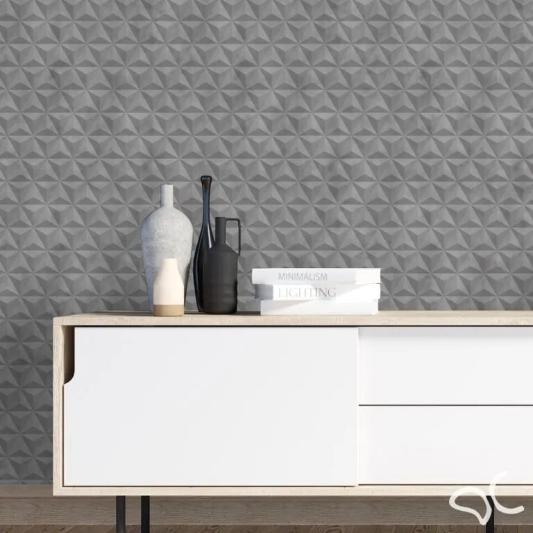 Papel de Parede 3D Triangular Cimento Queimado