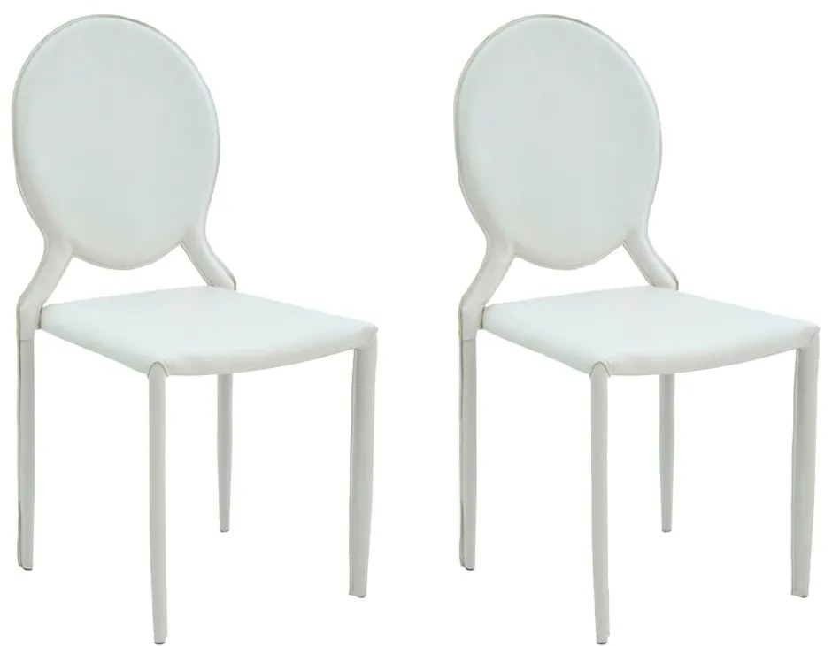Kit 2 Cadeiras Decorativas Sala e Cozinha Karma Medalhão PVC Branca - Gran Belo