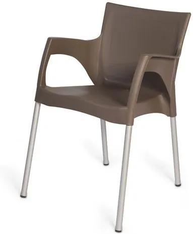 Cadeira Atenas em Polipropileno Cinza Fendi com Pes Aluminio - 47991 Sun House