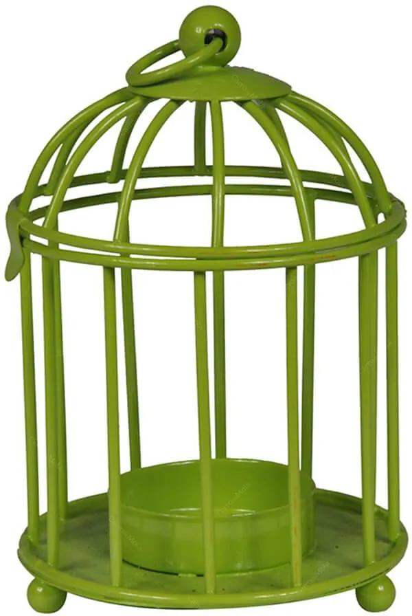 Lanterna Cage Verde em Metal - Urban - 12x8 cm