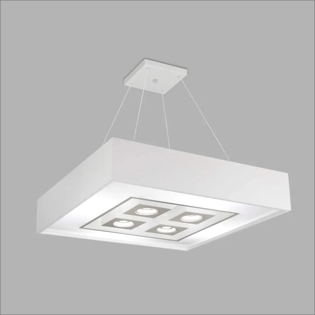 Pendente Quadrado Focus C/ 04 Box 8L E27 / 4L Gu10 60X60X12Cm | Usina... (PT - Preto Texturizado)