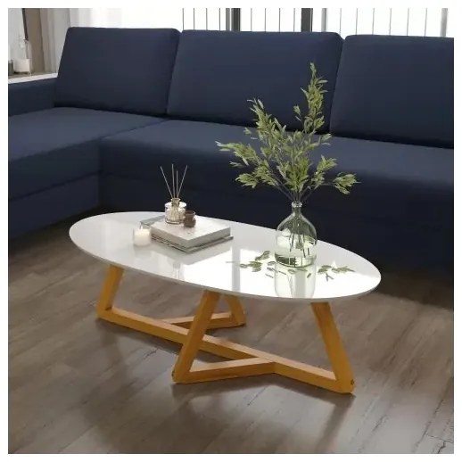 Mesa De Centro Classic Branco/Amêndoa - Tebarrot Móveis