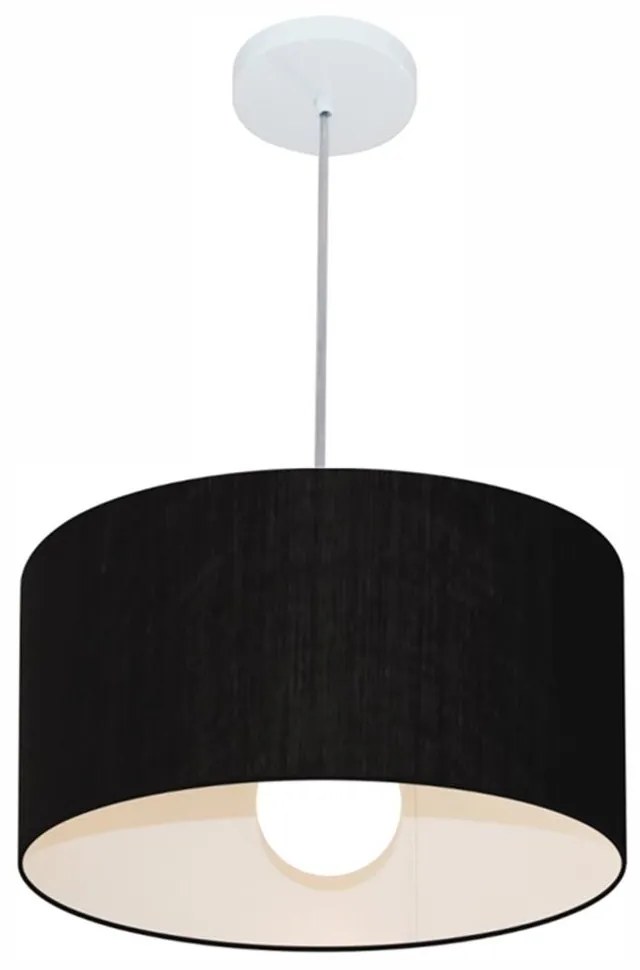 Lustre Pendente Cilíndrico Md-4146 Cúpula em Tecido 40x30cm Preto - Bivolt