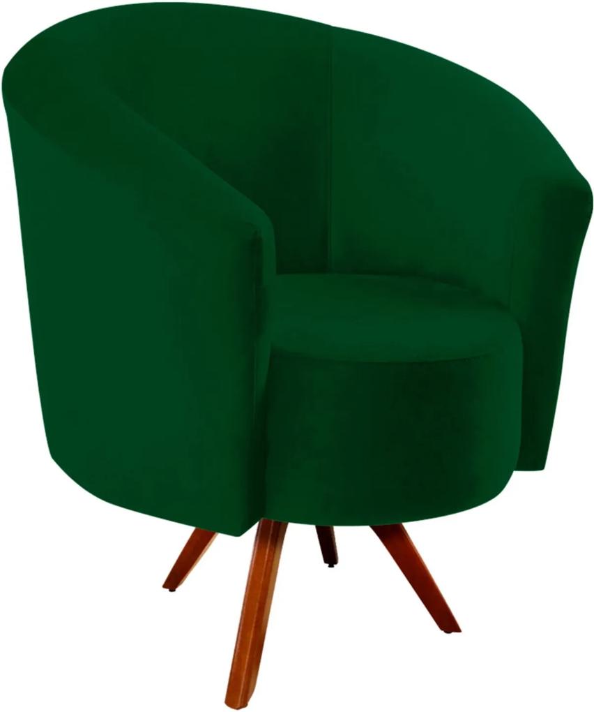 Poltrona Decorativa Angel Suede Verde com Base Giratória Madeira - D'Rossi