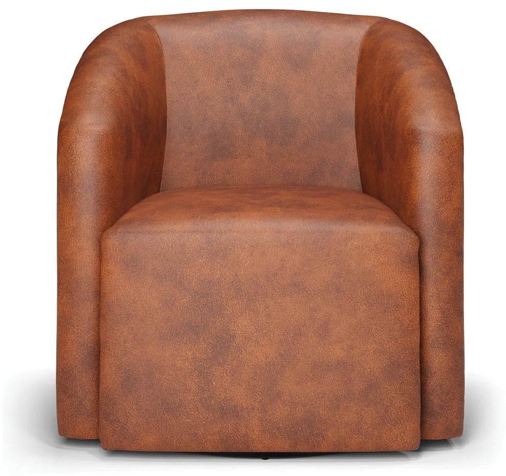 Poltrona Decorativa Base Giratória Stella Max Sintético PU D03 - D'Rossi - Nozes