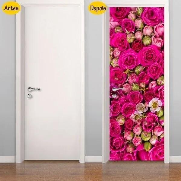 Adesivo De Porta Rosas E Botões (0,80m x 2,10m)