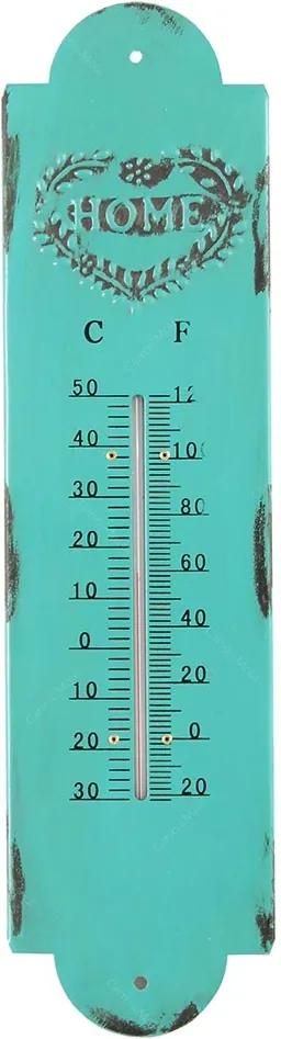 Termômetro de Parede Home Azul Oldway em Ferro - 39x10 cm