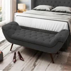 Puff Recamier Calçadeira 140cm Pés Palito Madeira Vêneto Z37 Veludo Ch