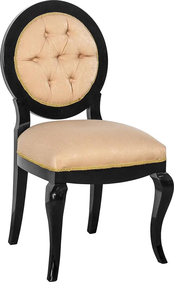 Cadeira Clássica Luis XV Medalhão Linha Margareth Bege/Preto