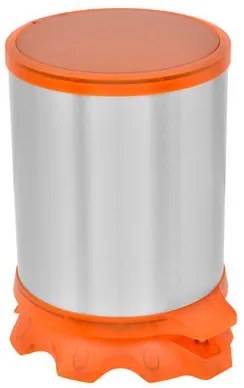 Lixeira Inox Tramontina Sofie Inox Scotch Brite e Detalhes em Plástico Translúcido Laranja com Pedal 5 L